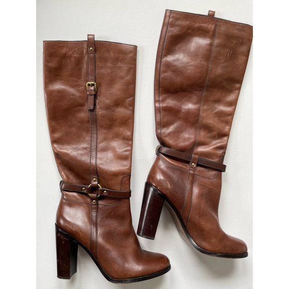 Coach Shoes - Coach Ellie Vanchetta Chestnut High Heel Boots Size 11 B